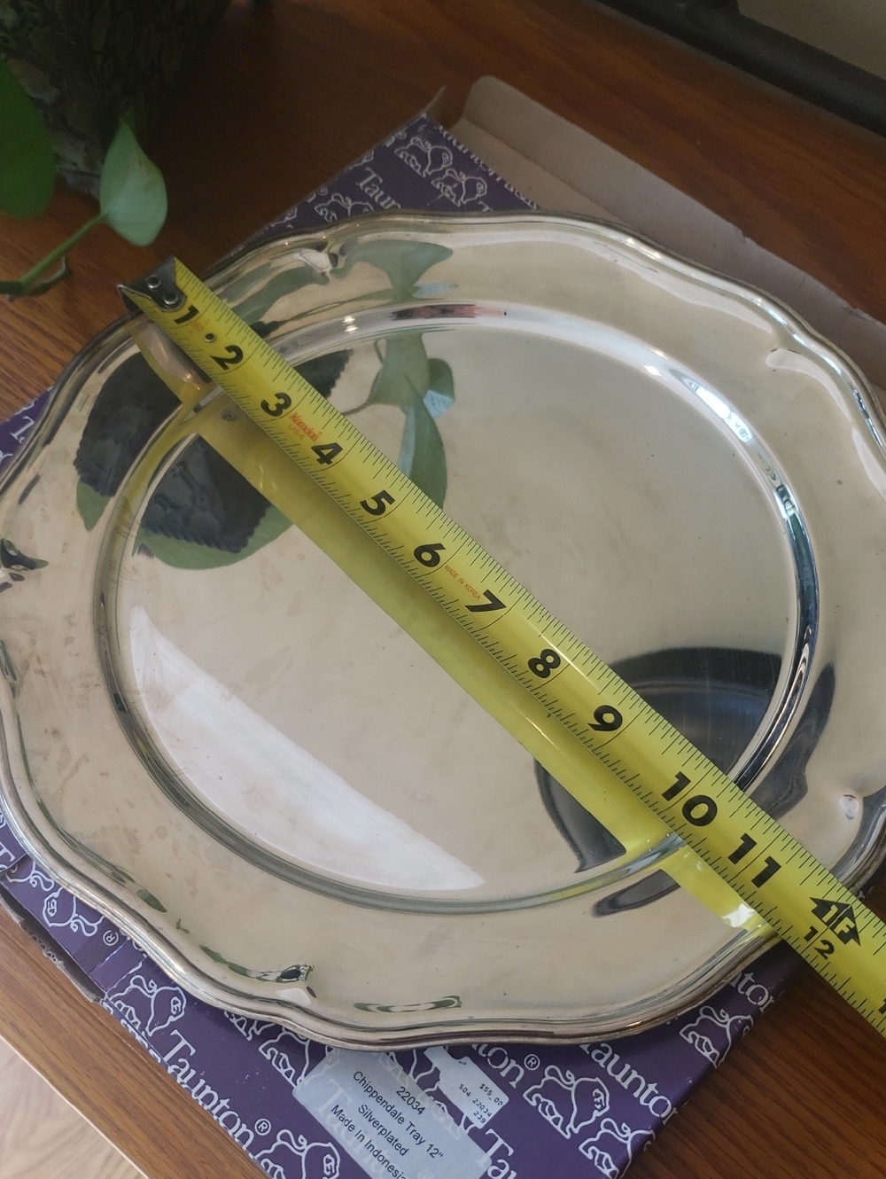 Vtg Taunton: Silver Plated Chippendale Tray- 12" - Picture 7 of 8